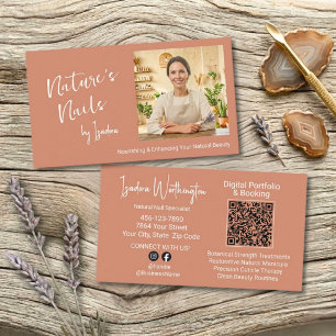 Carte De Visite Photo Agate Terracotta Ongles Naturels QR Social