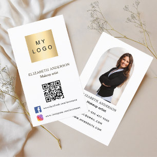 Carte De Visite Photo arch Qr code médias sociaux blanc
