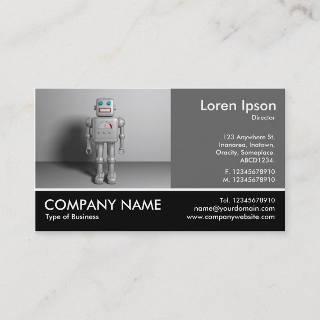 Carte De Visite Photo avec pied - 60pc Gris - Robot (Devant)
