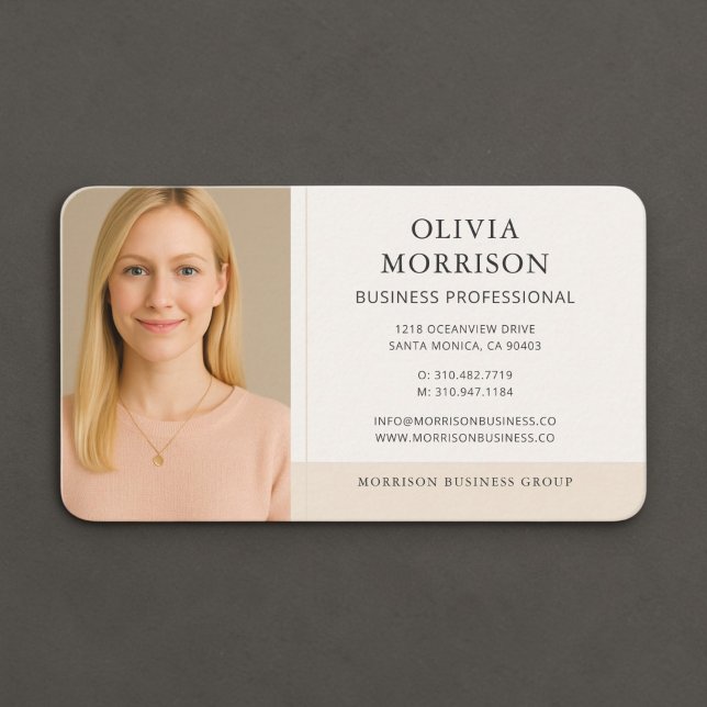 Carte De Visite Photo beige neutre (Créateur téléchargé)