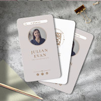 Carte de visite photo beige simple et élégant