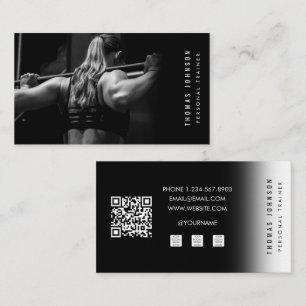 Carte De Visite Photo Black White Personal Trainer Fitness Photo