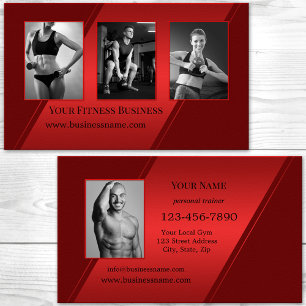 Carte De Visite Photo Burgundy Red Personal Trainer Fitness