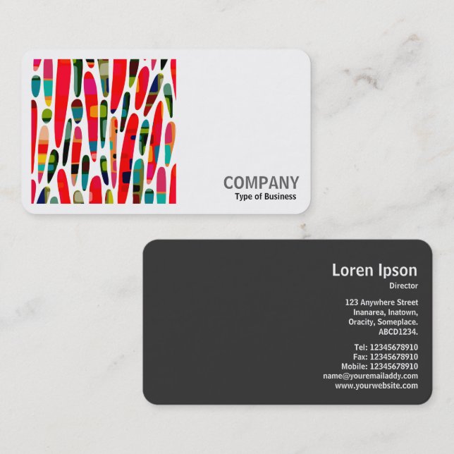 Carte De Visite Photo carré (v2) - Collage de couleurs 150222 (Devant / Derrière)