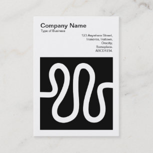 Carte De Visite Photo carré (v3) - Ligne courbe - Blanc sur noir