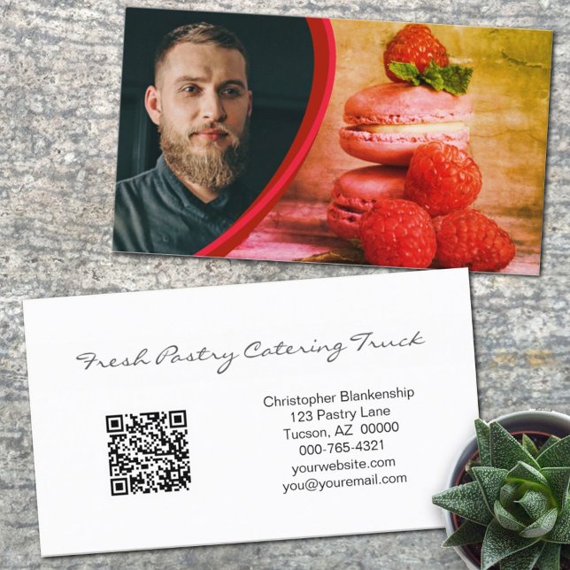 Carte De Visite Photo Chef pâtisserie personnalisée avec code QR (Créateur téléchargé)