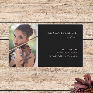 Carte De Visite Photo Classique Musicien Professionnel Noir&Blanc