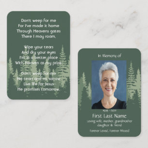 Carte De Visite Photo commémoratif chrétien Arbres de la forêt sau