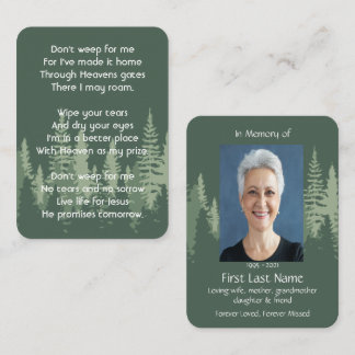 Carte De Visite Photo commémoratif chrétien Arbres de la forêt sau
