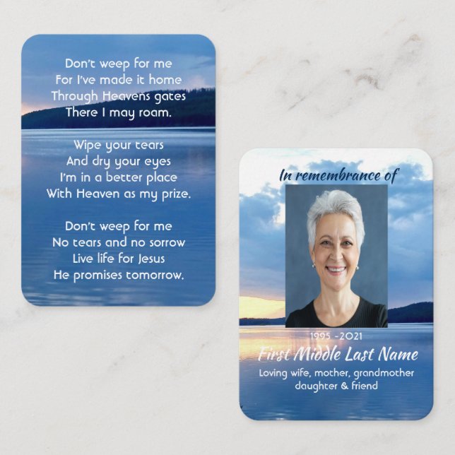 Carte De Visite Photo commémorative Christian Lake Sunrise Nature (Devant / Derrière)