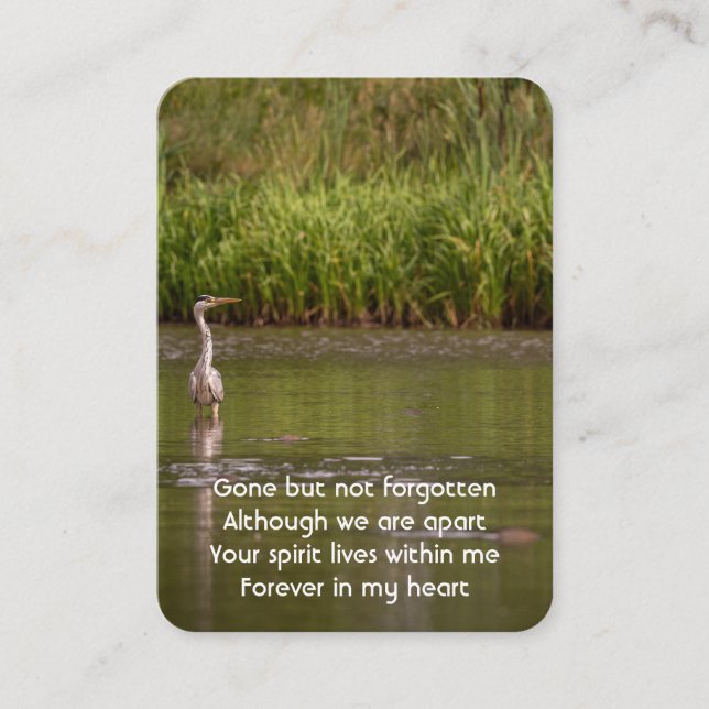 Carte De Visite Photo commémorative Prayer Lake Great Blue Heron B (Devant)