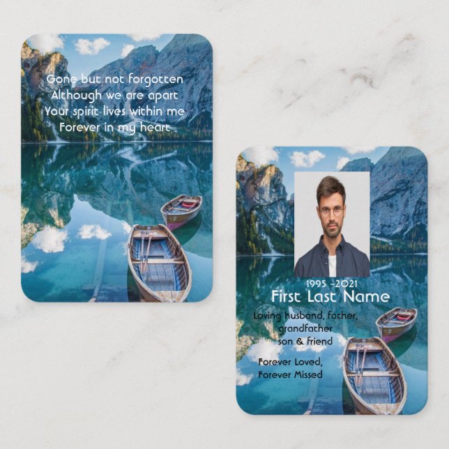 Carte De Visite Photo commémorative Prière Lac Canot Eau sauvage (Devant / Derrière)