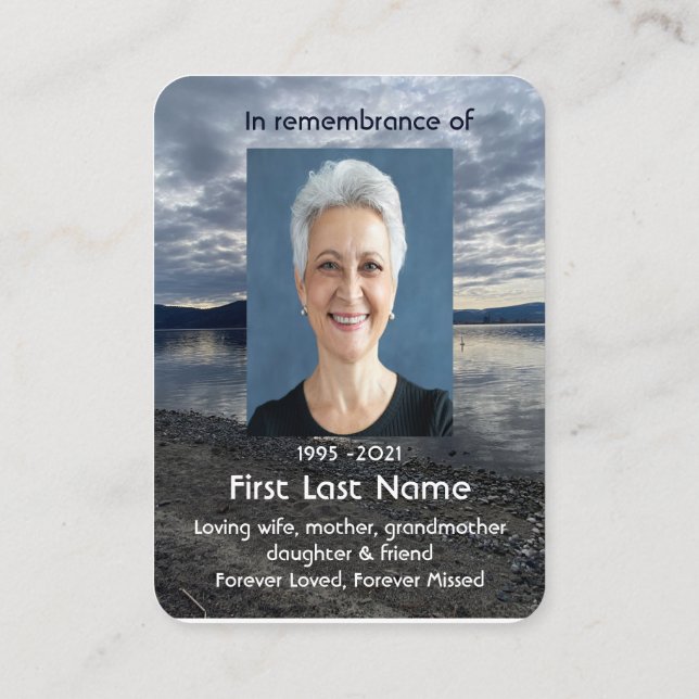 Carte De Visite Photo commémorative Prière Lac Soir coucher du sol (Dos)