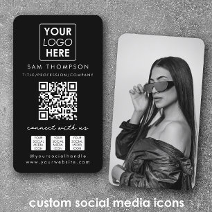 Carte De Visite Photo Connect with Us Social Media QR Code Logo