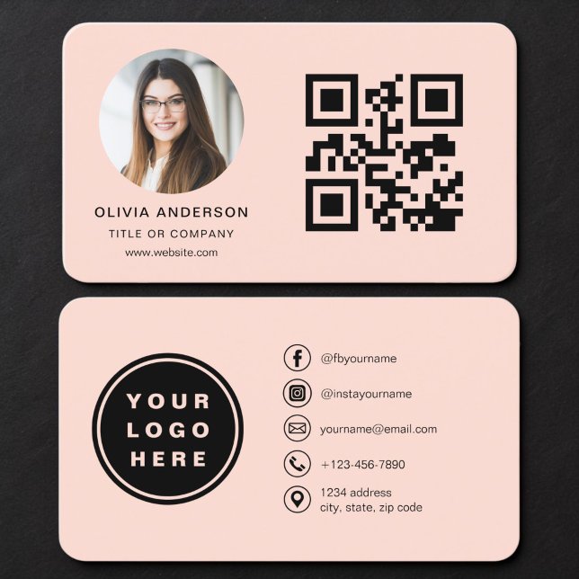 Carte de visite photo corail QR Code  (Créateur téléchargé)