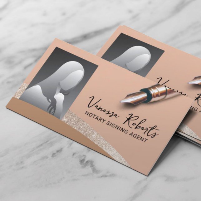 Carte De Visite Photo couleur de l'agent de signature du notaire (Créateur téléchargé)
