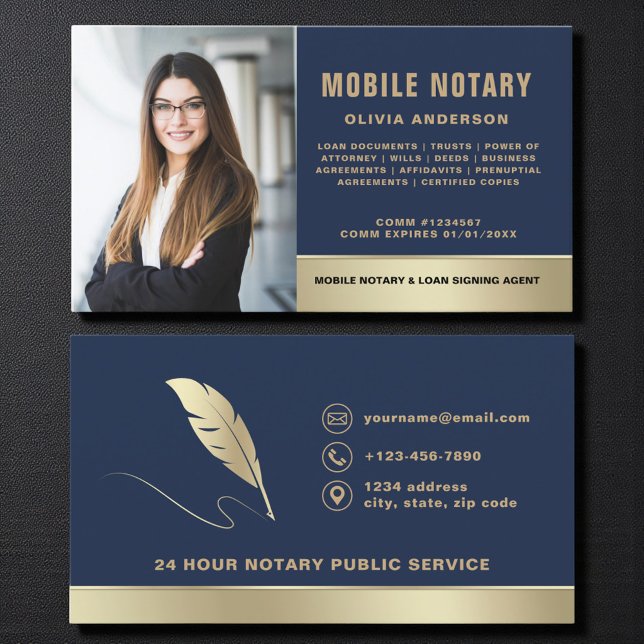 Carte De Visite Photo d'agent de signature de notaire mobile class (Créateur téléchargé)