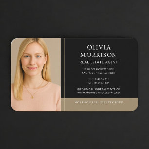 Carte De Visite Photo d'agent immobilier en or noir