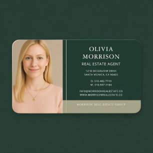 Carte De Visite Photo d'agent immobilier Green Gold 