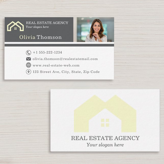 Carte De Visite Photo d'agent immobilier professionnel (Créateur téléchargé)