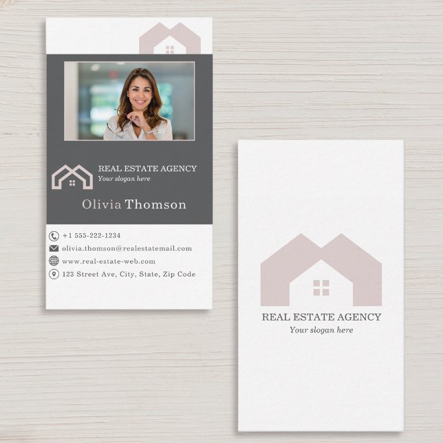 Carte De Visite Photo d'agent immobilier professionnel (Créateur téléchargé)