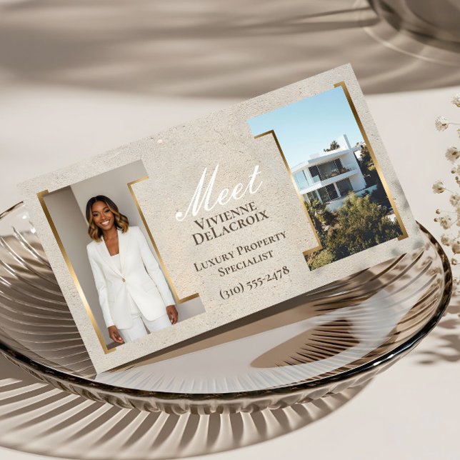 Carte De Visite Photo d'agent immobilier professionnel moderne de  (Luxury Modern Professional Photo Collage Elegant Business Card)
