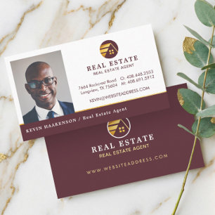 Carte De Visite Photo d'agent immobilier professionnel Or Bourgogn