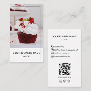 Carte De Visite Photo de boulangerie moderne QR Icônes de médias s