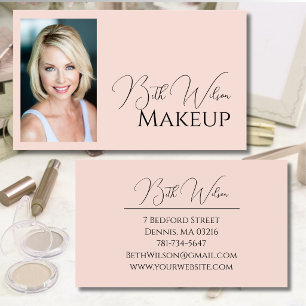 Carte De Visite Photo de branding d'entreprise de beauté rose poud