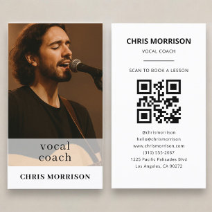Carte De Visite Photo de code QR de coach vocal