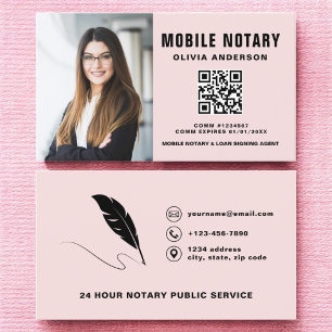 Carte De Visite Photo de code QR de l'agent de signature de notair