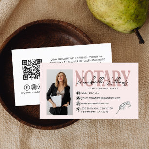 Carte De Visite Photo de code QR de l'agent de signature du notair