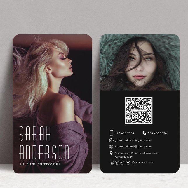 Carte De Visite Photo de code QR moderne tendance (Créateur téléchargé)