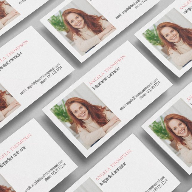 Carte De Visite Photo de code QR professionnel simple (Simple business card with photo and QR Code. )