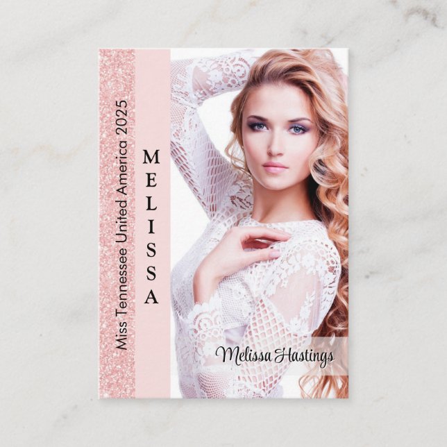 Carte de visite photo de concours Rose Pink Glitz (Devant)