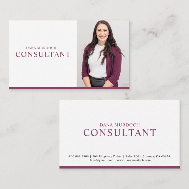 Carte De Visite Photo de consultant professionnel moderne (Devant / Derrière)