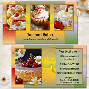 Carte De Visite Photo de dessert de boulangerie sucrée colorée