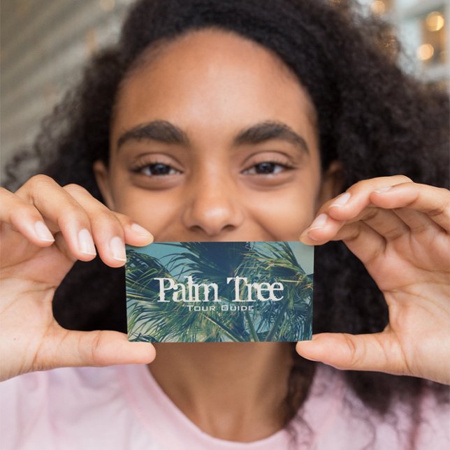Carte De Visite Photo de feuilles de palmier (Create your own vintage style palm tree photo business cards.)