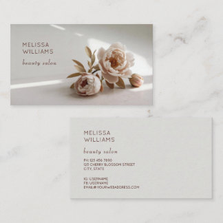 Carte De Visite Photo de fleur de pivoine rose tendre