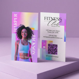 Carte De Visite Photo de formateur de fitness holographique irides