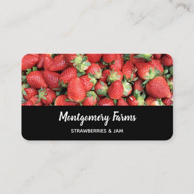 Carte De Visite Photo de fraises rouges juteuses (Devant)