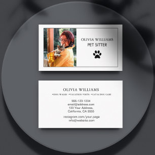 Carte De Visite Photo de garde d'animaux minimaliste Empreinte de