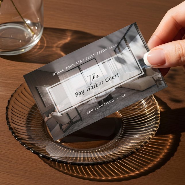 Carte De Visite Photo de gestionnaire de location de courte durée  (Elegant Short Term Rental Property Manager Photo Business Card)