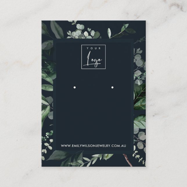 Carte De Visite Photo de la Marine Faune à cadre feuillus noir Écr (Devant)