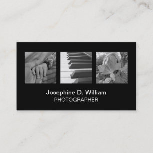 Carte De Visite Photo de la norme 3 ou chic moderne blanc noir de
