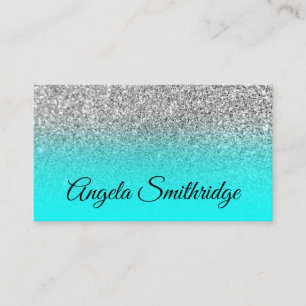 Carte De Visite Photo de la Parties scintillant en argent Aqua Omb