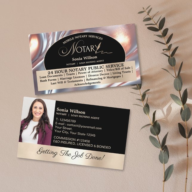 Carte De Visite Photo de l'agent de signature de notaire et de prê (Créateur téléchargé)