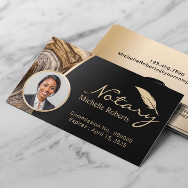 Carte De Visite Photo de l'agent de signature de prêt notaire Gold (Créateur téléchargé)