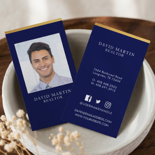 Carte De Visite Photo de l'agent immobilier professionnel et minim