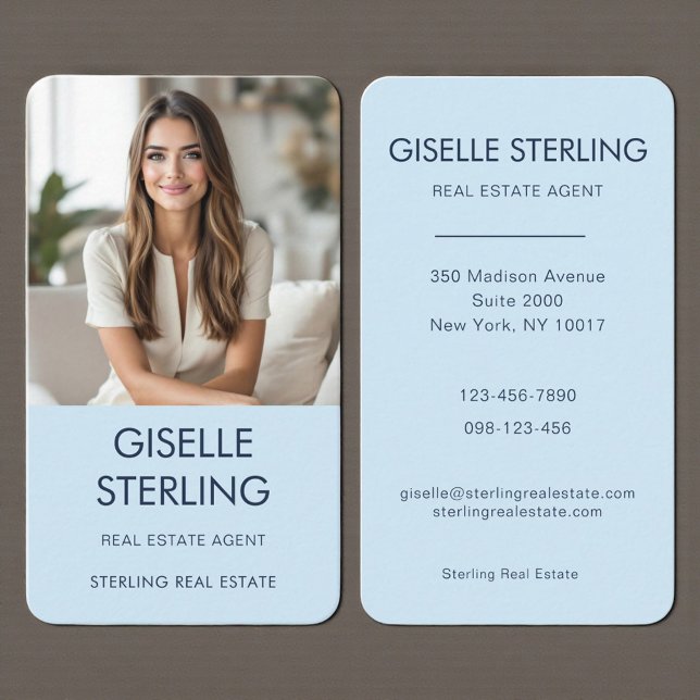 Carte De Visite Photo de l'agent immobilier Sky Blue (Créateur téléchargé)